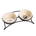 Stylish Ceramic Bowls with a Sturdy Modern Iron Frame